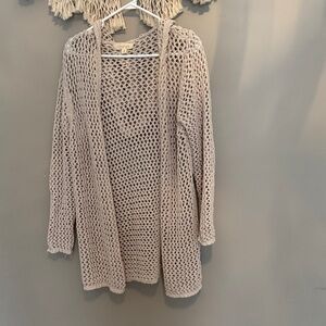 Women's Greige Open Knit Sweater - Cream